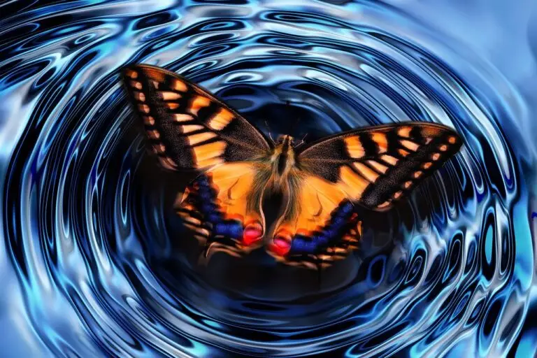 butterfly, waves, flapping its wings